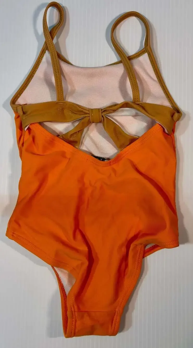 Flapdoodles Orange Leopard Sequin Heart One-Piece Swimsuit Size 3T